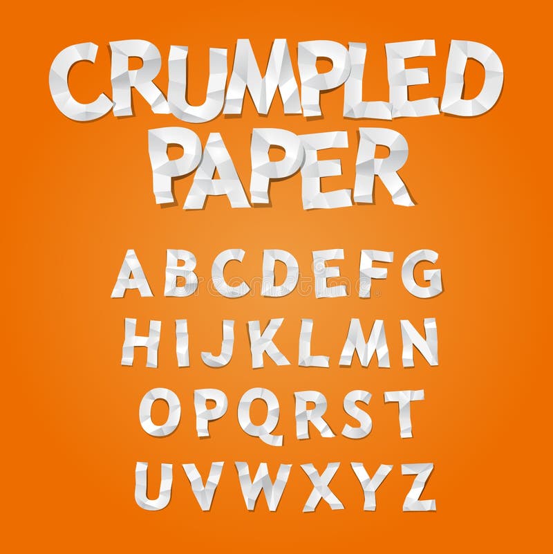 Vector white crumpled paper alphabet