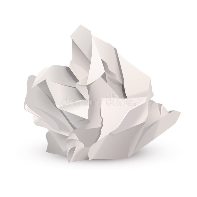 Crumpled paper ball over white