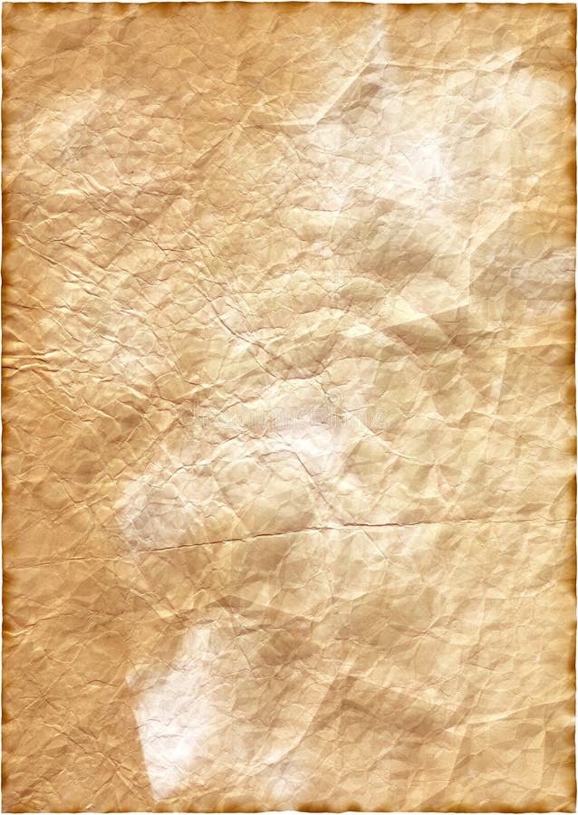 Worn, stained crumpled piece of parchment paper with dark edges. Worn, stained crumpled piece of parchment paper with dark edges.