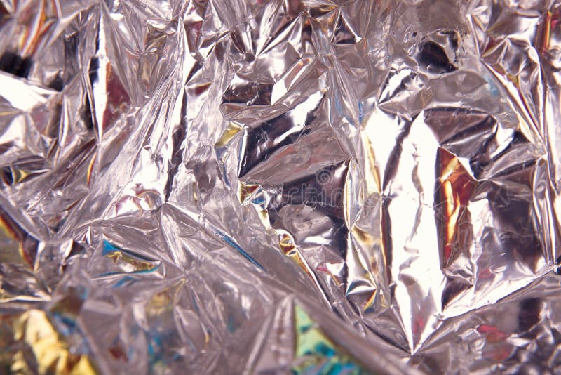 Crumpled Holographic Wrapping Paper With Shiny Effect Close Up