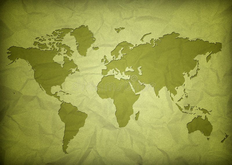 Crumpled vintage world map
