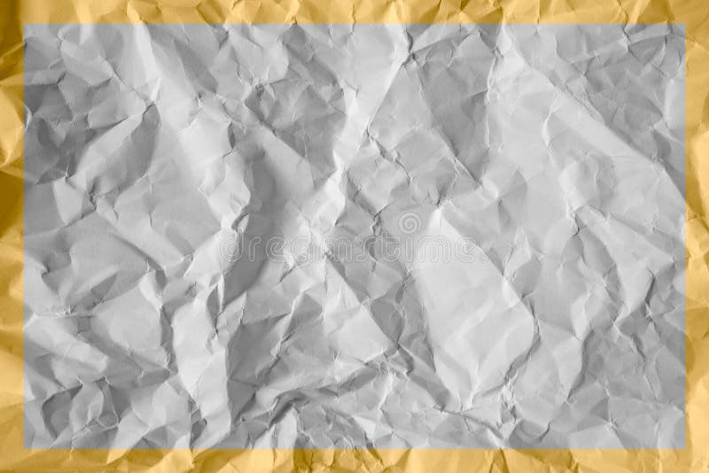 Crumpled White Paper with Yellow Frame Stock Photo Image of crumple