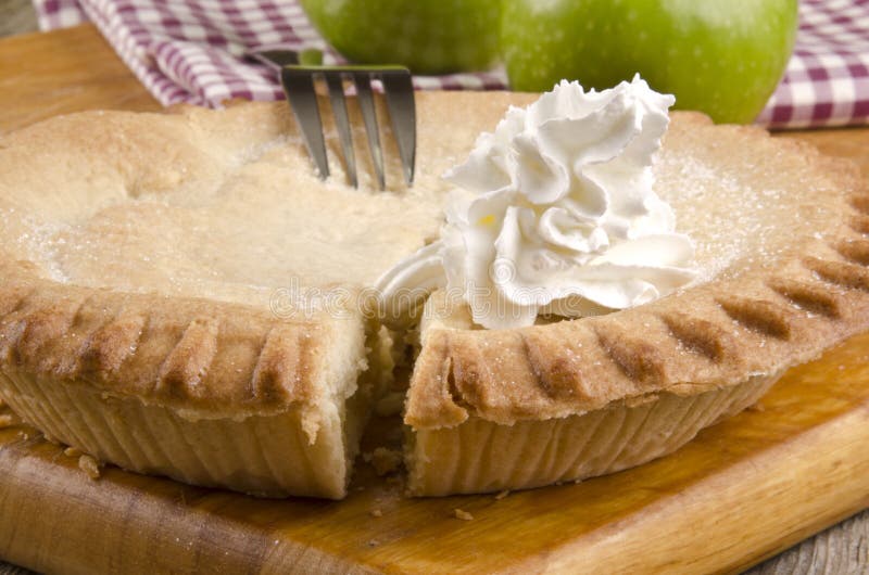 Crunchy Apple Pie with Whipped Cream Stock Image Image of pastry
