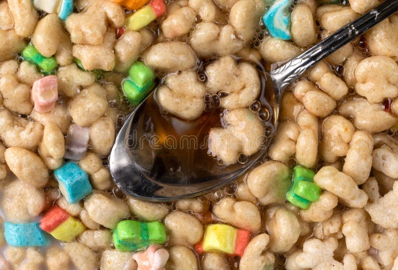 Crunchy Breakfast Cereal with Milk and Syrup Stock Photo Image of