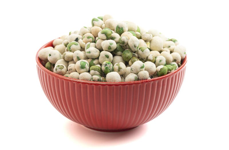 Crunchy Green Wasabi Peas Isolated on a White Background Stock Image