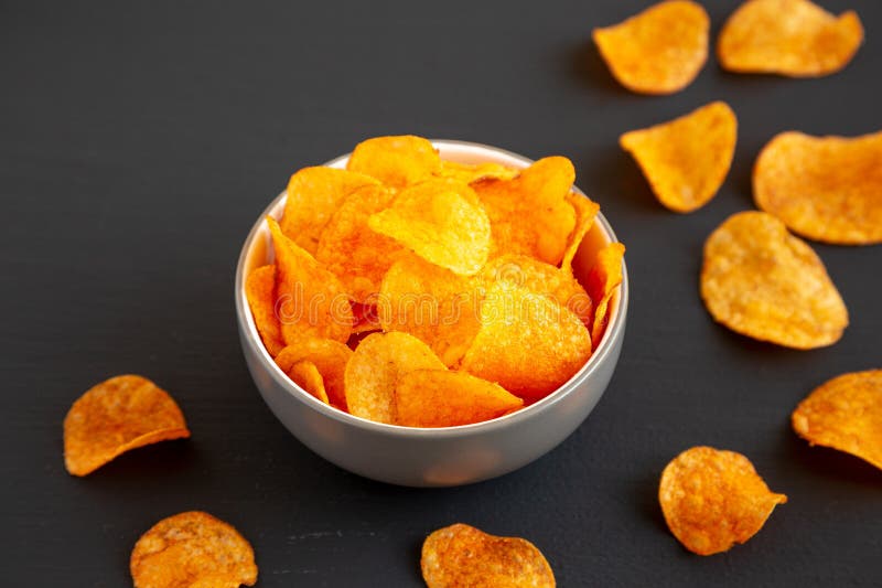 Crunchy Paprika Potato Chips Ready To Eat Stock Image Image of salty