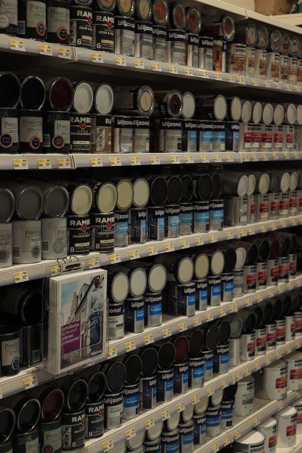 Cruquius, the Netherlands July 31st 2021 Paint Containers in Store