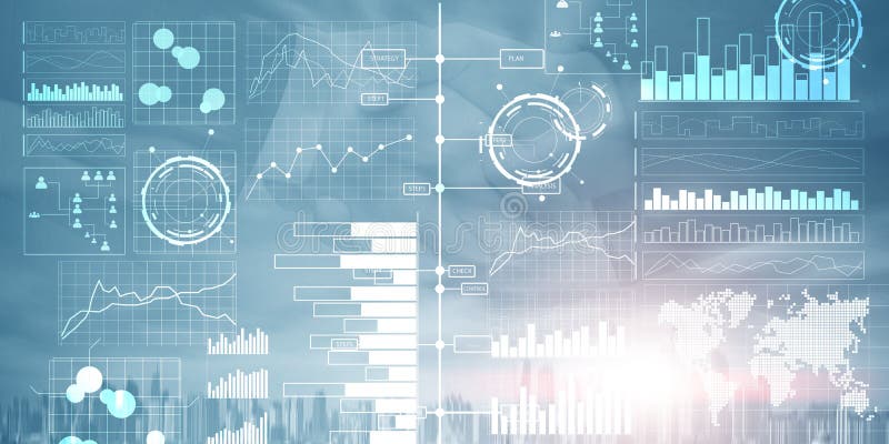 Cruscotto di business intelligence con gli indicatori di efficacia chiave su un'interfaccia del computer dello schermo virtuale royalty illustrazione gratis Cruscotto di business intelligence con gli indicatori di efficacia chiave su un'interfaccia del computer dello schermo virtuale royalty illustrazione gratis