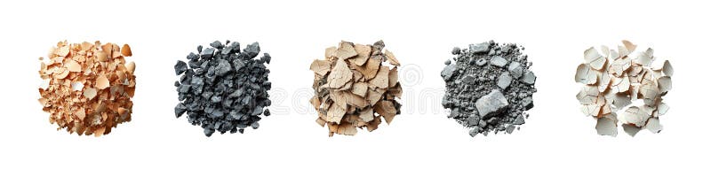 Crushed Eggshells And Charcoal. Natural Fertilizer And Soil Amendment Isolated On Transparent Background stock image