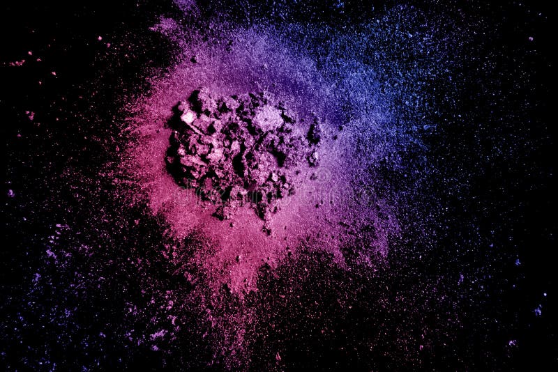 Crushed eye shadow texture. Neon palette make up powder swatch isolated on black background royalty free stock image Crushed eye shadow texture. Neon palette make up powder swatch isolated on black background royalty free stock image