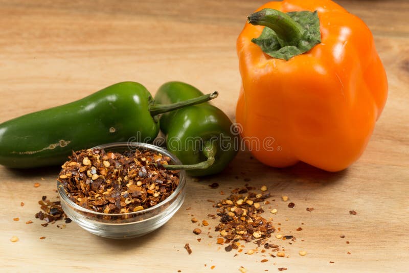 Crushed Red Pepper with Yellow Bell Pepper Stock Image Image of spicy