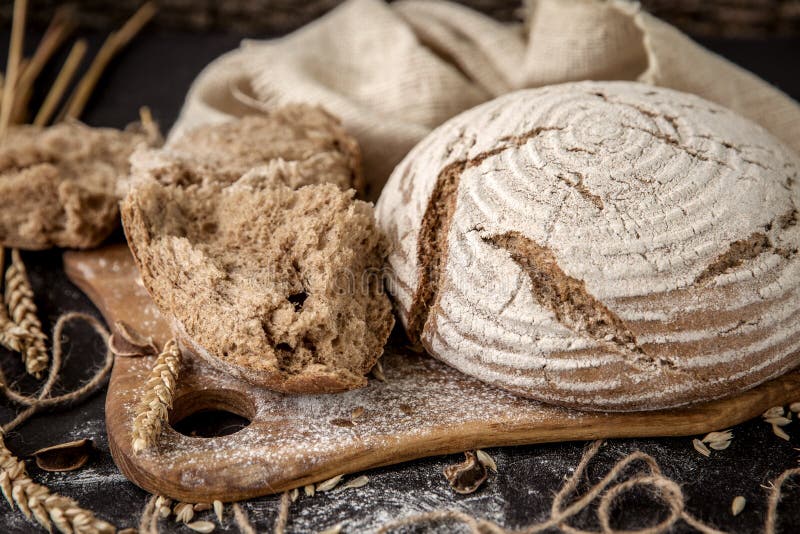 Crusty Fresh Homemade Rye Bread Stock Photo Image of boards, bread