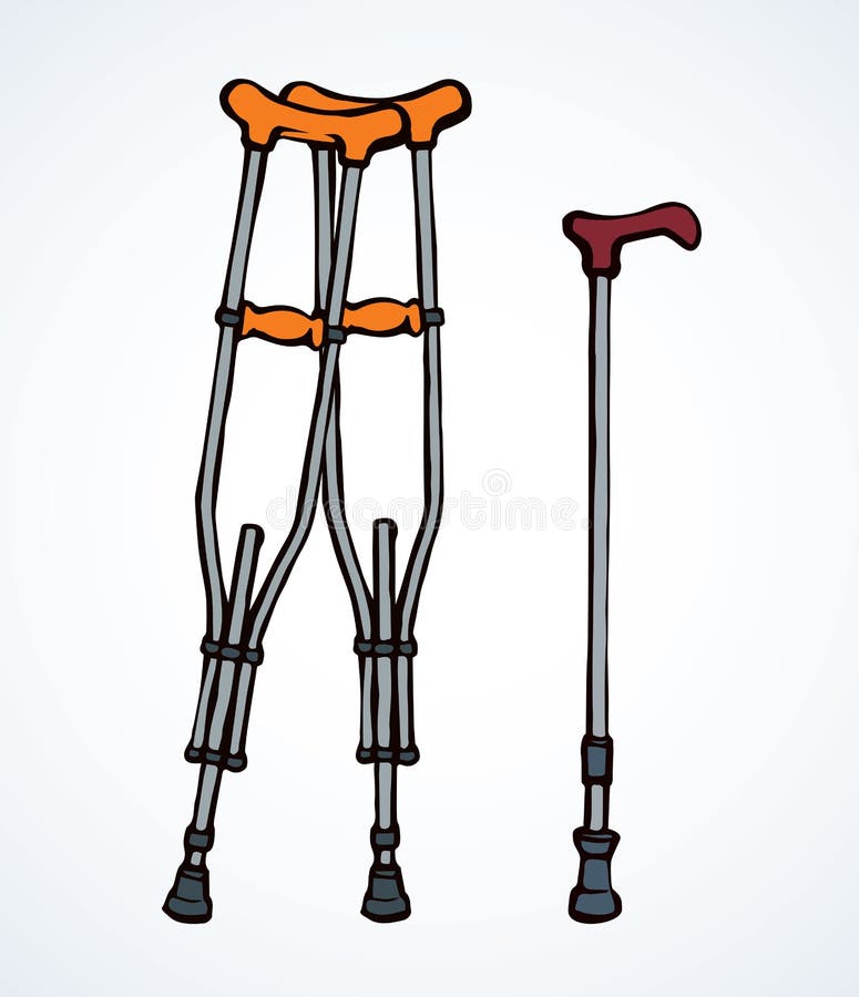 Crutch Desenho do vetor ilustração do vetor. Ilustração de ferimento