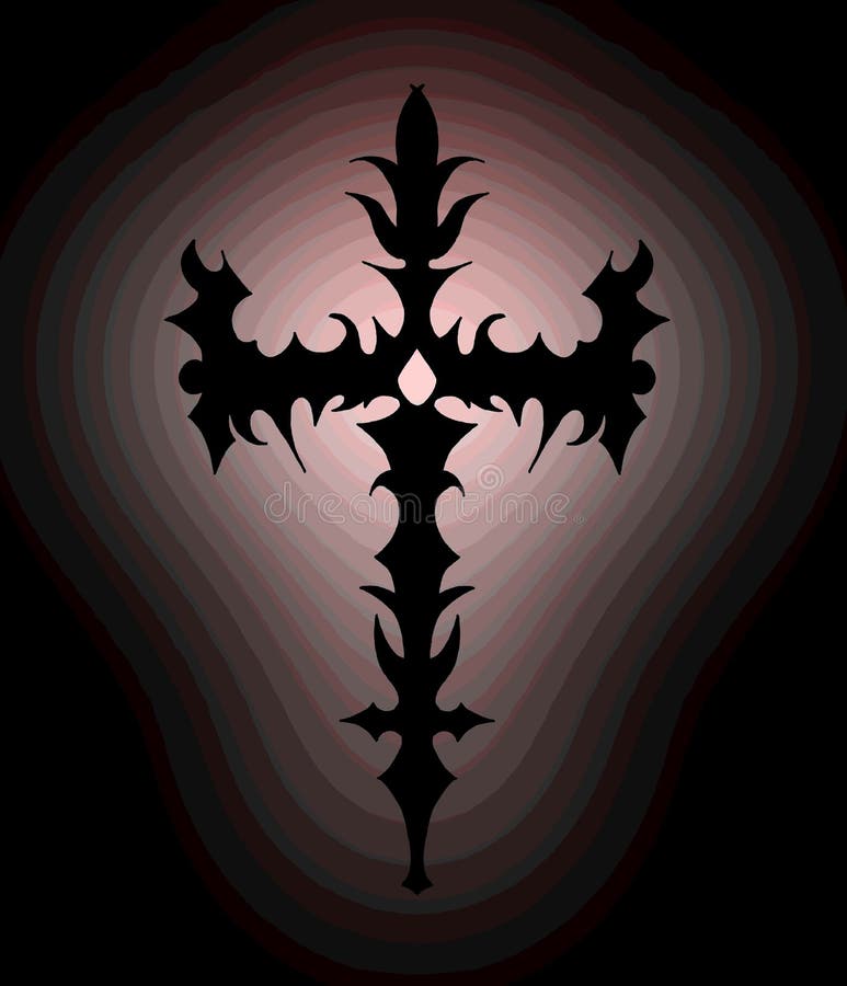 Cruz gótica decorada sobre un fondo en tonos grises libre illustration