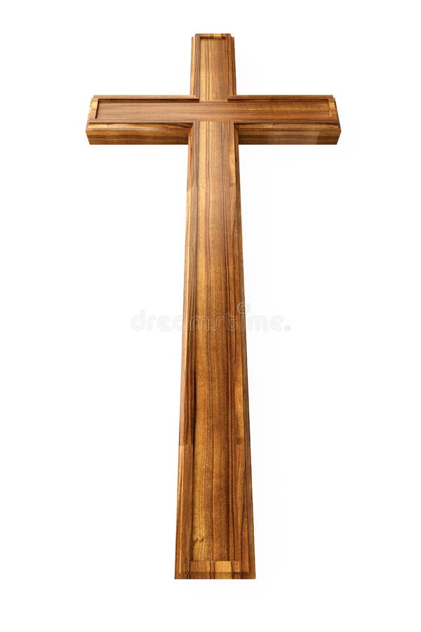 Wooden cross in the long run isolated on a white background. Wooden cross in the long run isolated on a white background