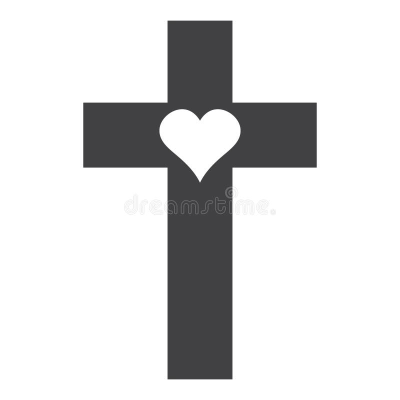 Cruz cristiana de la religión con el icono del corazón ilustración del vector Cruz cristiana de la religión con el icono del corazón ilustración del vector