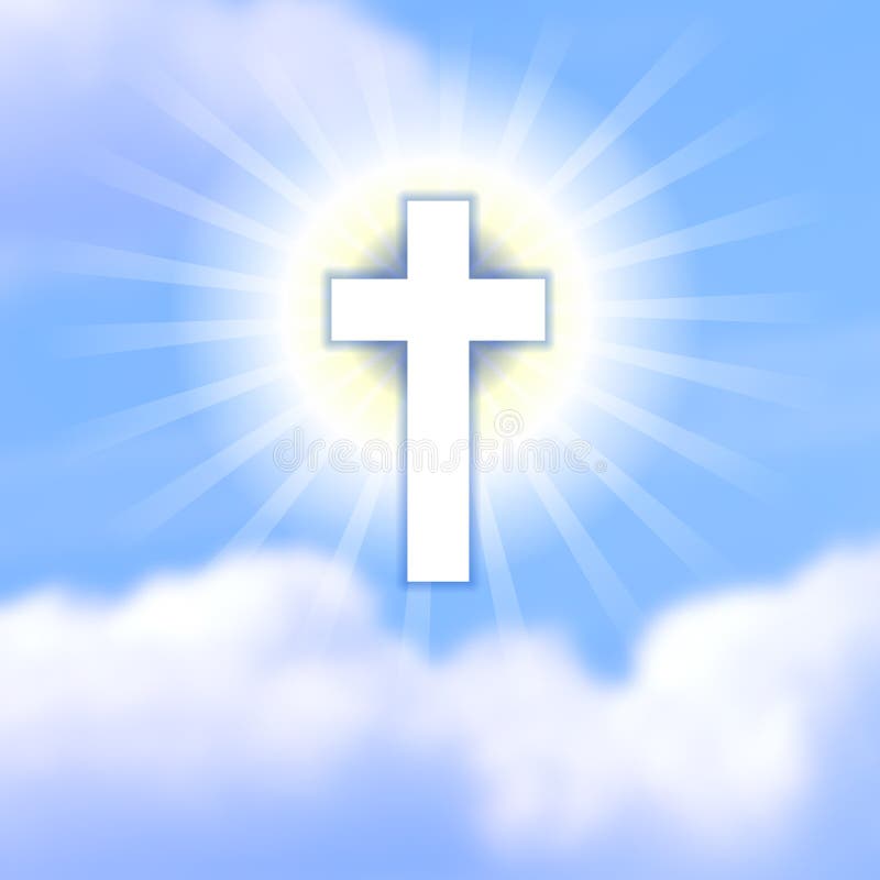 Cruz en cielo nublado azul El símbolo de la resurrección de Cristo ilustración del vector Cruz en cielo nublado azul El símbolo de la resurrección de Cristo ilustración del vector