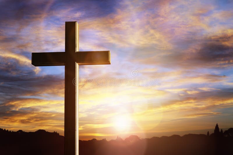 Cruz en la puesta del sol, crucifixión de Jesus Christ