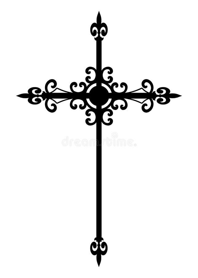 Cruz gótica negra aislada ilustración del vector
