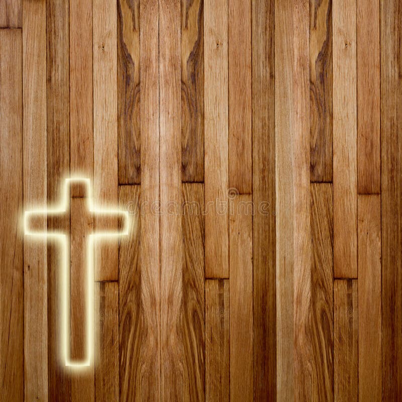 Cruz Santamente No Fundo De Madeira Abstrato Ilustração Stock