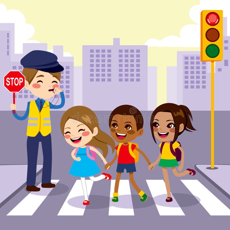 Cruzamento pedestre dos alunos ilustração royalty free Cruzamento pedestre dos alunos ilustração royalty free