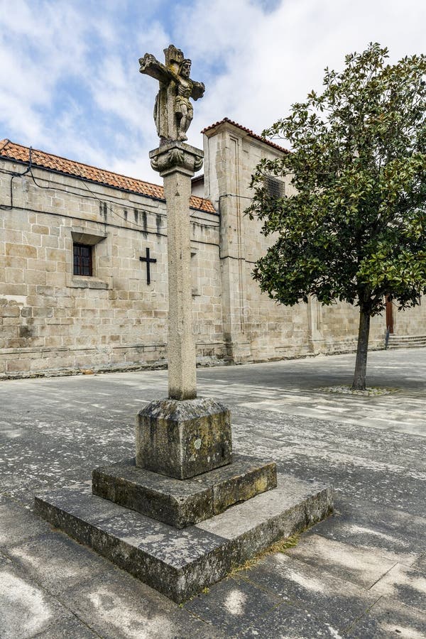 Monforte de Lemos, the stone cross in a place is a typical Galician monument. Spain. Monforte de Lemos, the stone cross in a place is a typical Galician monument. Spain