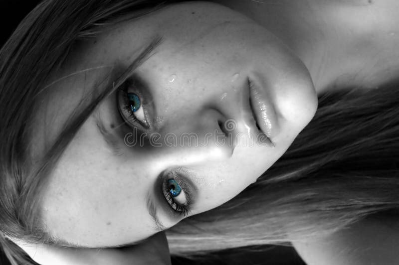 Crying aqua eyes stock photography Crying aqua eyes stock photography