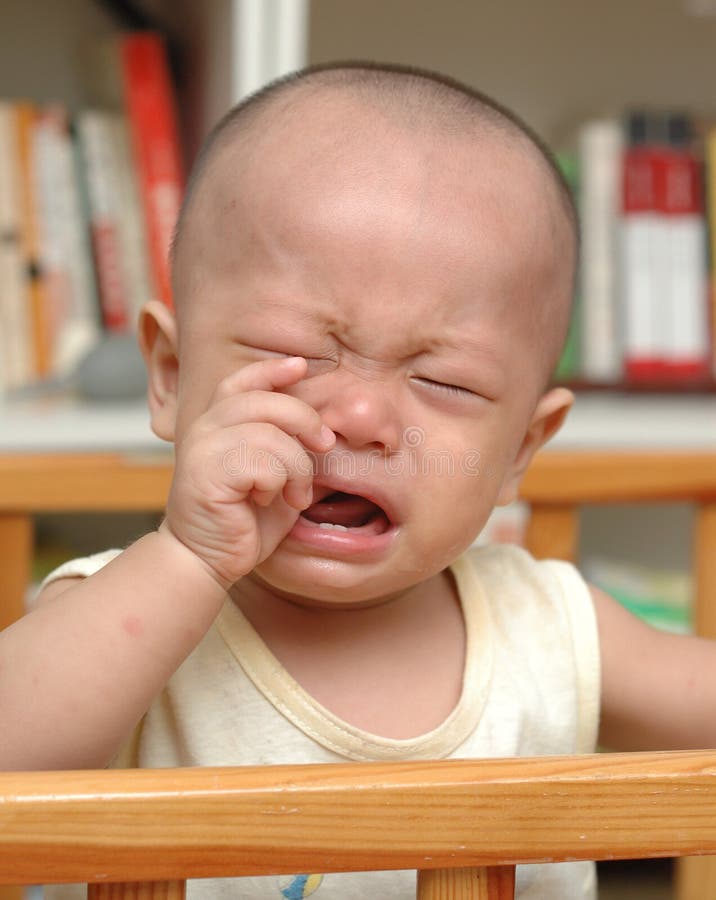 Crying asian baby