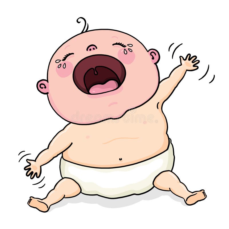 Crying baby cartoon on white background royalty free illustration