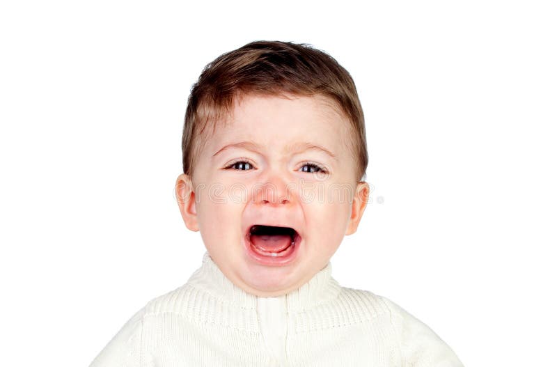 Beautiful Baby Crying with a Cap Stock Image Image of health