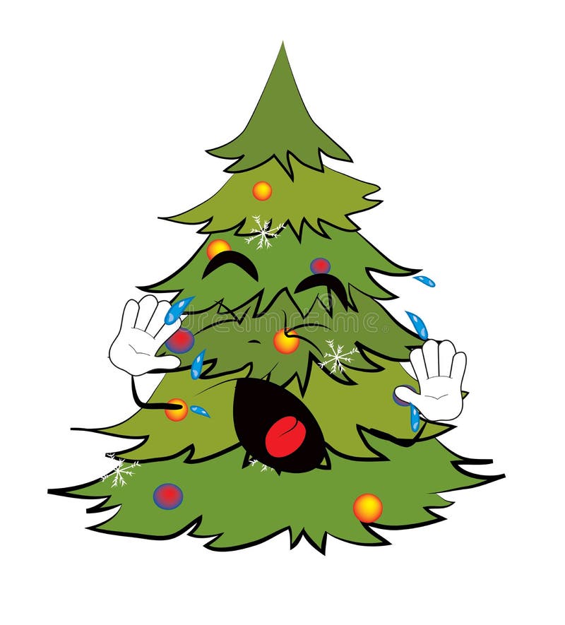 Sad christmas tree cartoon stock illustration. Illustration of event 47922464