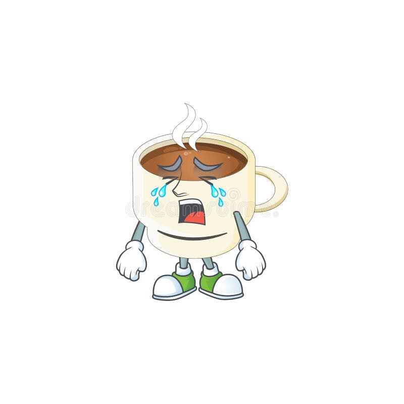 Crying Coffee Cup Mascot Cartoon Stock Vector Illustration of