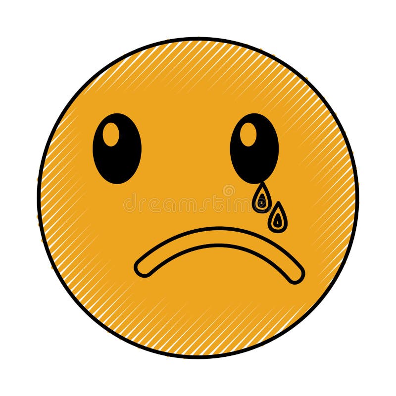Crying Emoticon Face Kawaii Style Stock Vector Illustration of