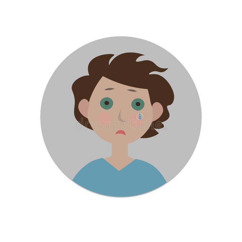 Crying emoticon. Tearful expression icon. stock illustration