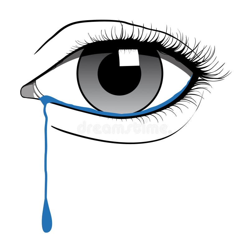 Distress And Suffering With A Human Eye Crying A Single Tear Drop With A  Screaming Facial Expression Of Anguish And Pain Due To Grief Or Emotional  Loss Or Business Burnout Stock Photo