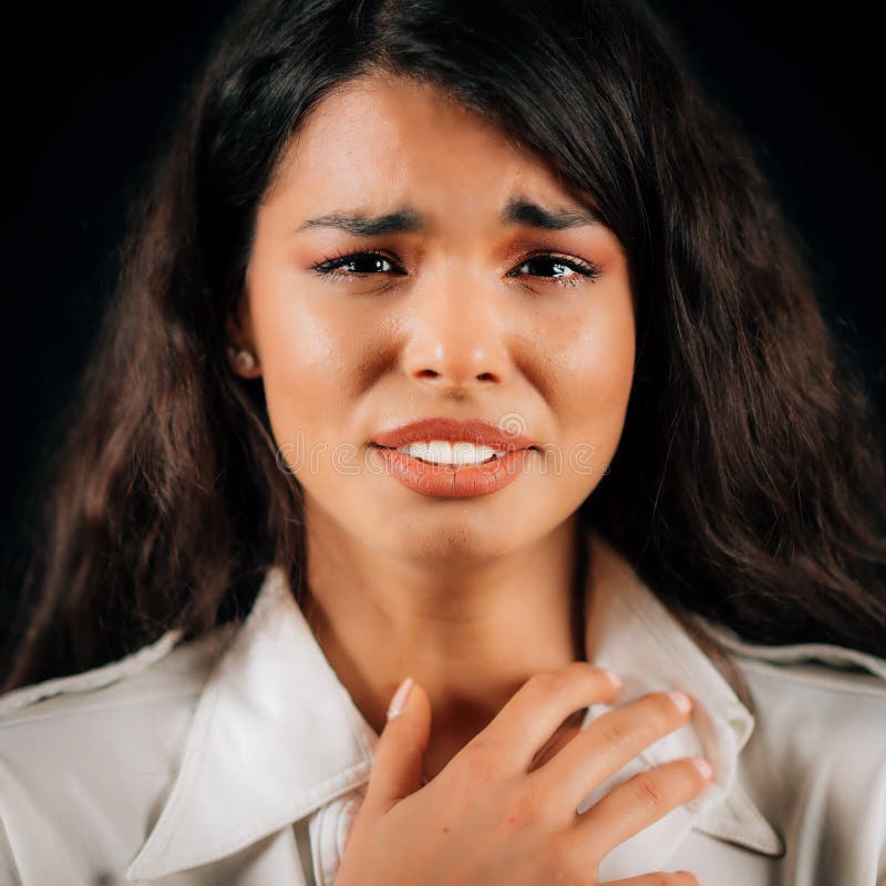 Crying. Face Of A Beautiful Sad Young Woman Crying, Studio Portrait ...