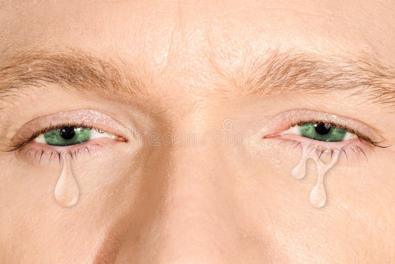 Closeup Of Young Crying Man Eyes With A Tears Stock Photo - Download Image  Now - Teardrop, Crying, Men - iStock