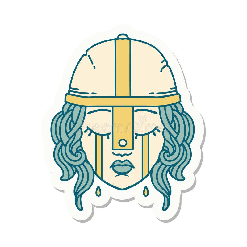 Crying Human Fighter Sticker for Role Play Game Stock Vector
