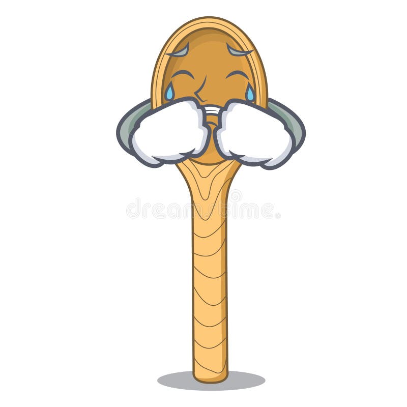 Crying Wooden Spoon Mascot Cartoon Stock Vector - Illustration of funny,  blubber: 123426933