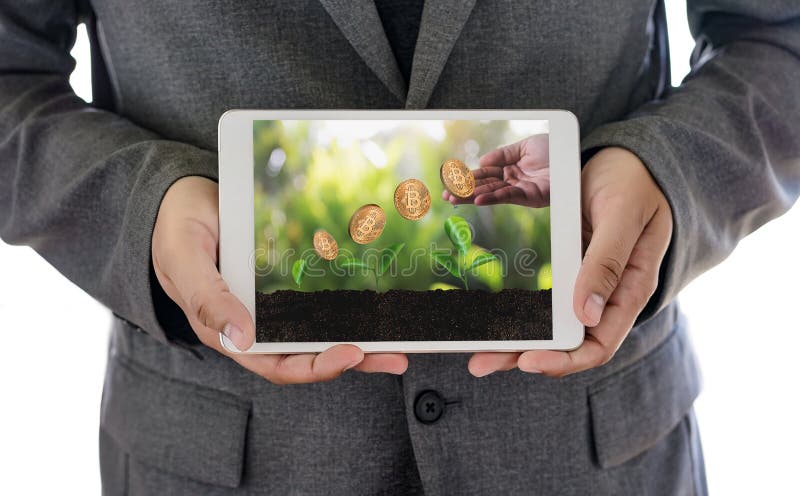 Crypto devise de Bitcoins d'échelle de concept d'or financier de croissance image libre de droits