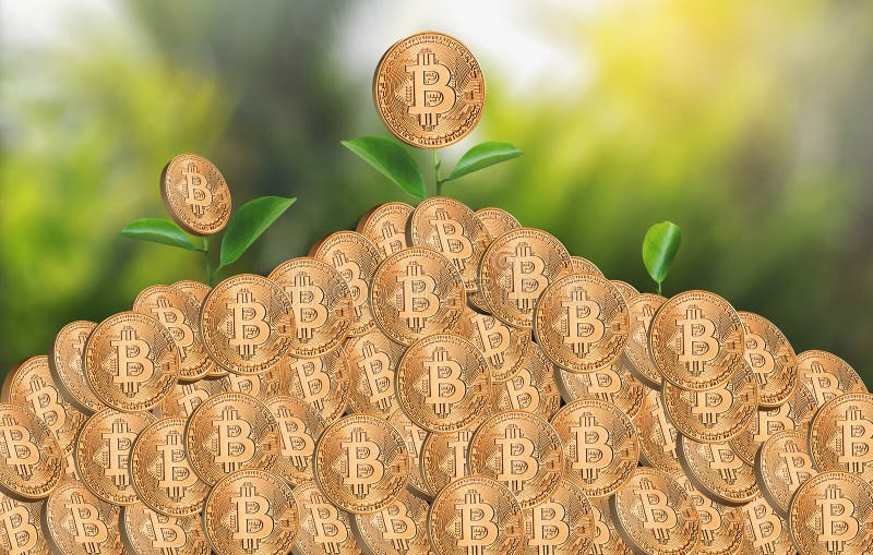 Crypto devise de Bitcoins d'échelle de concept d'or financier de croissance photos libres de droits