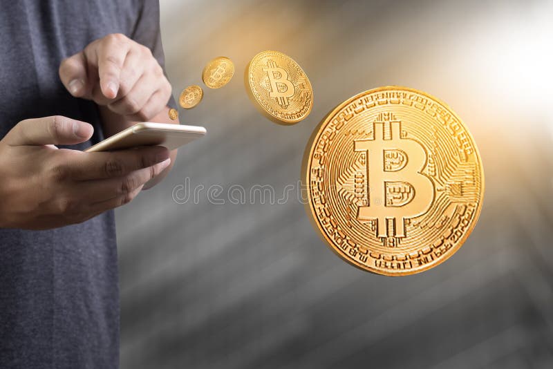 Crypto devise de Bitcoins d'échelle de concept d'or financier de croissance photo libre de droits