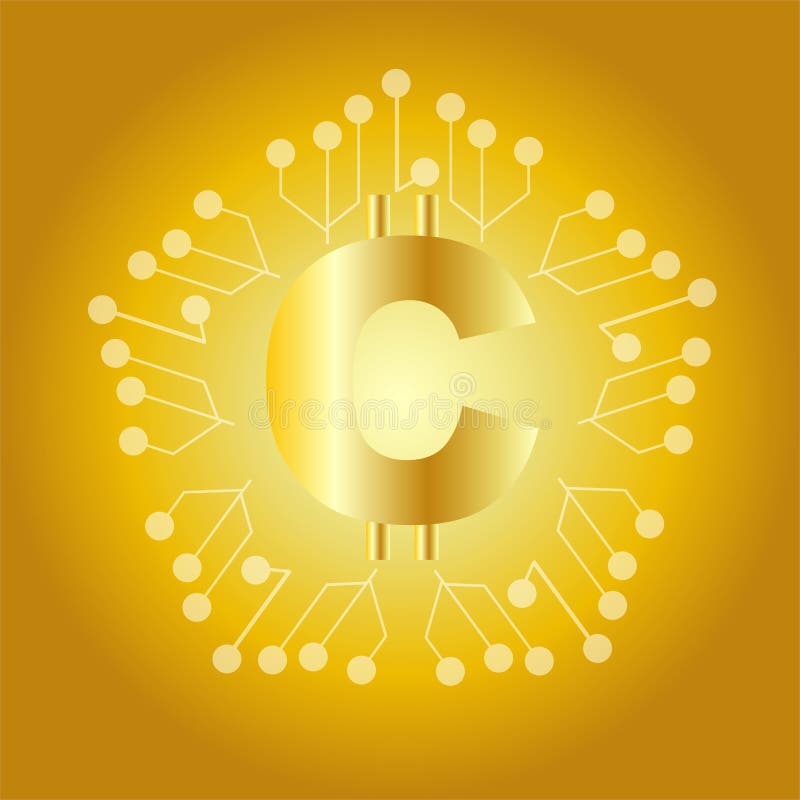 Crypto vector illustration on a gold background vector illustration
