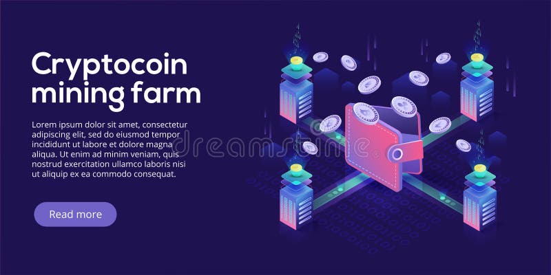 Cryptocoin mining farm layout. Cryptocurrency and blockchain net stock illustration Cryptocoin mining farm layout. Cryptocurrency and blockchain net stock illustration