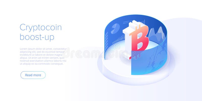 Cryptocoin mining farm layout. Cryptocurrency and blockchain network business isometric vector illustration. Crypto currency royalty free illustration