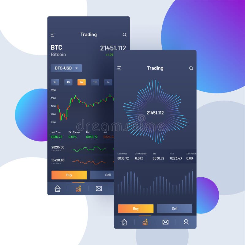 Cryptocurrencies που κάνουν εμπόριο, και ανταλλαγή UI ή έννοια UX για Mobi ελεύθερη απεικόνιση δικαιώματος Cryptocurrencies που κάνουν εμπόριο, και ανταλλαγή UI ή έννοια UX για Mobi ελεύθερη απεικόνιση δικαιώματος