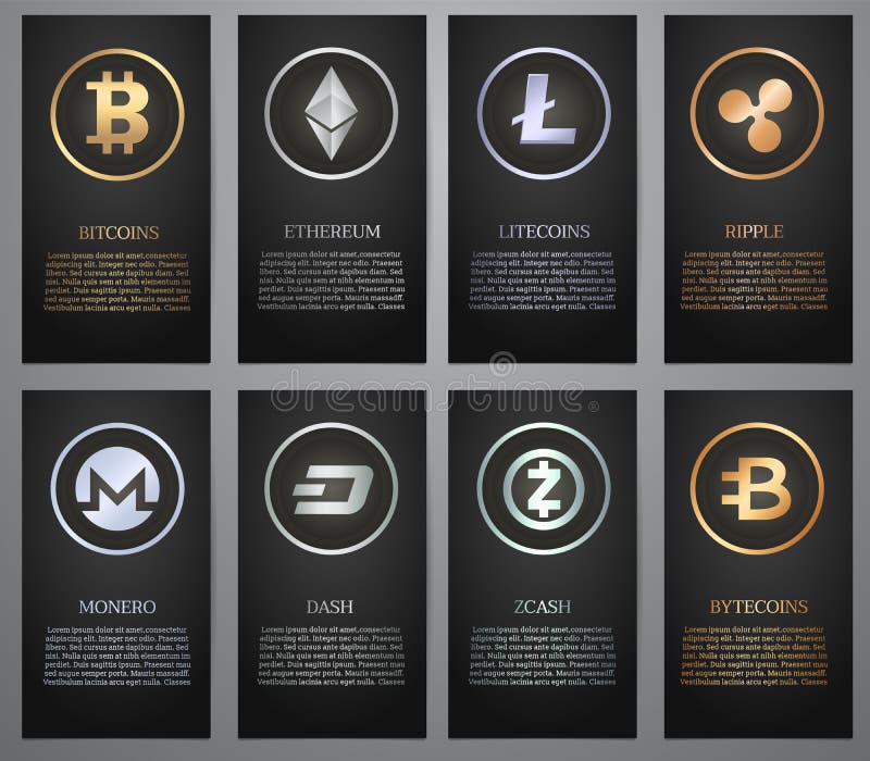 Cryptocurrency, bandeira preta ilustração stock Cryptocurrency, bandeira preta ilustração stock
