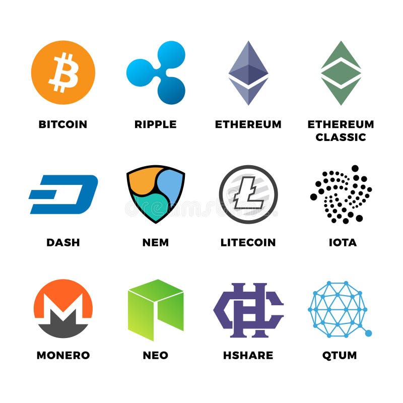 Cryptocurrency bitcoin, litecoin ethereum wektorowe płaskie ikony ilustracji Cryptocurrency bitcoin, litecoin ethereum wektorowe płaskie ikony ilustracji