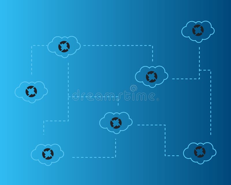 Cryptocurrency 0X with cloud style background vector illustration