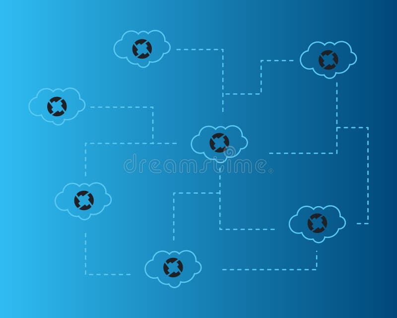 Cryptocurrency 0X with cloud style background royalty free illustration